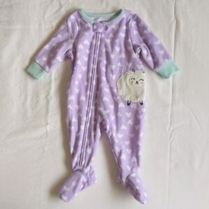 carter's purple sheep fleece zipper footie sleeper pajamas 3 months baby girl